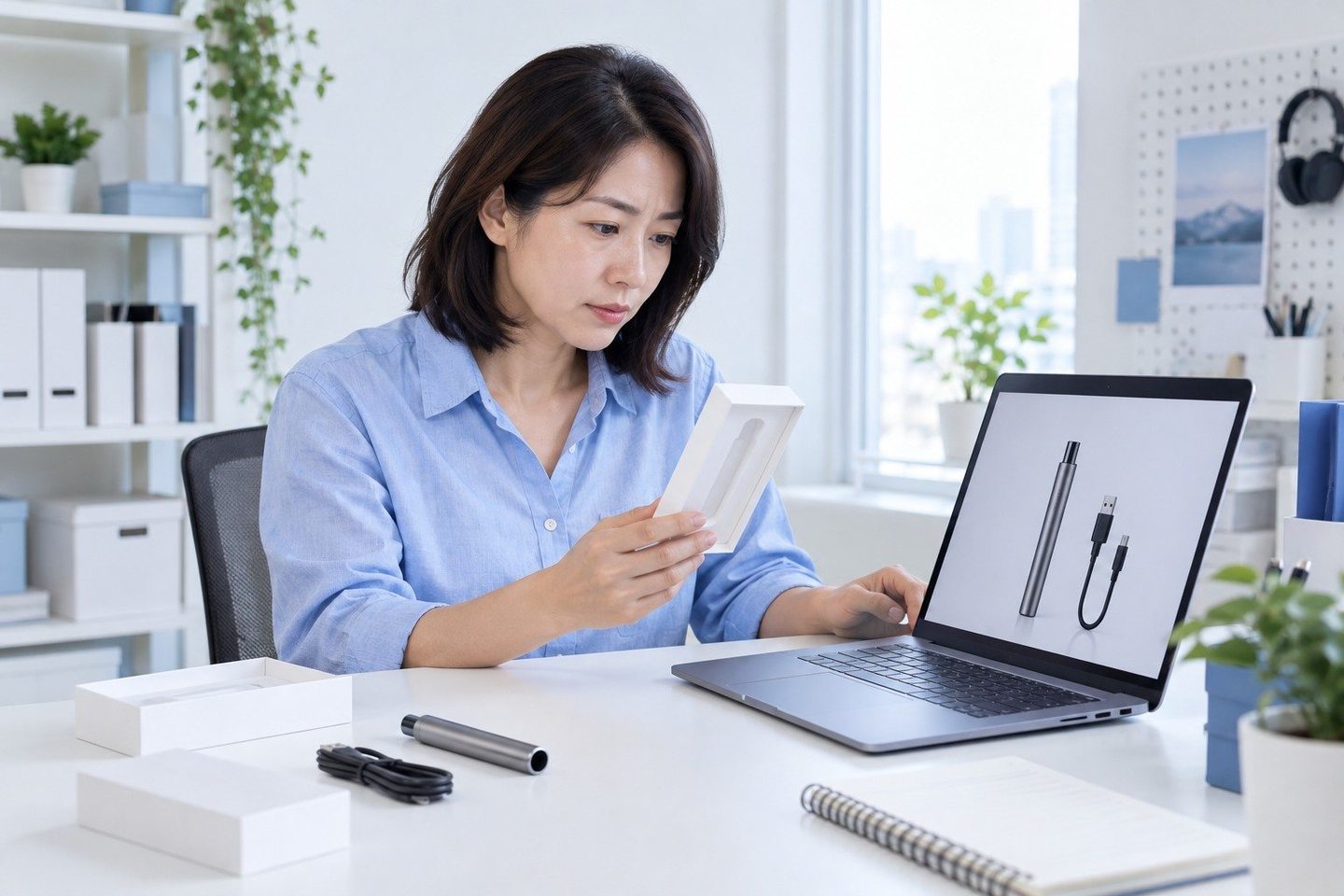 태블릿과 노트북으로 업무를 확인하는 여성 — 카드단말기 등록 입금일입금일, 돈 나가는 날에 맞춰요. 가게 달력을 들려주시면 연락드려 같이 골라요.